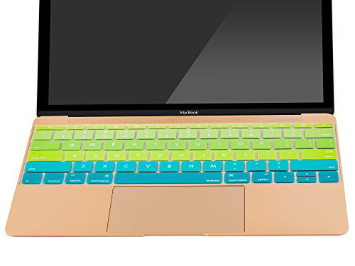 Mix Ombre Blue Mosiso Keyboard Cover Compatible MacBook Pro 13 Inch 2017 & 2016 Release A1708 No Touch Bar & New MacBook 12 Inch A1534 Silicone Protective Skin
