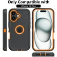 thumbnail image 2 of Hotpom Phone Case for iPhone 16 Plus Heavy Duty Shockproof Dustproof Case with Screen Protector tempered glass, Black/ Orange, 2 of 6