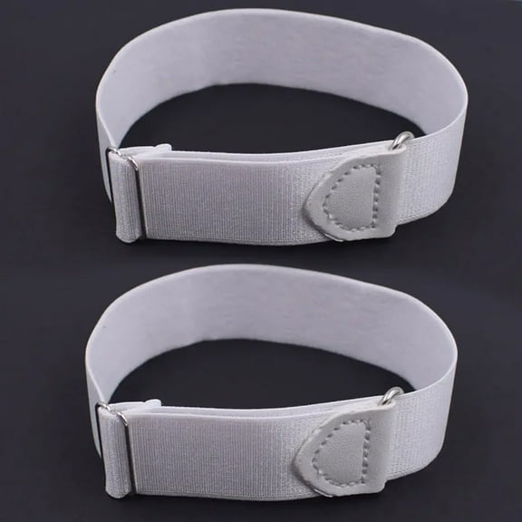 1 Pair Shirt Cuffs Mens Shirt Sleeve Garters Adjustable Armband Sleeve Cuffs (White)