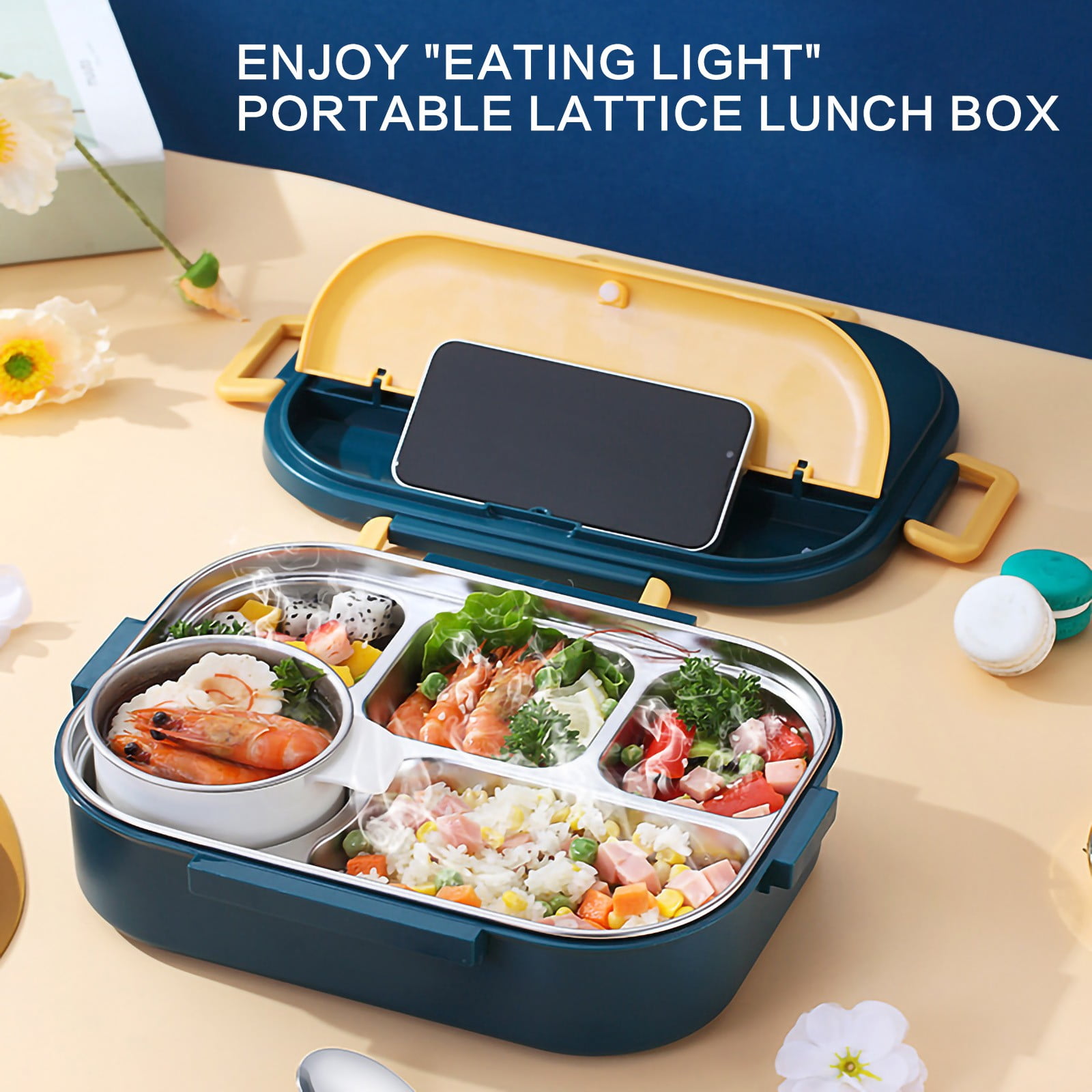 ZToonmas 304 Stainless Steel Bento Lunch Box with Compartment for s & Adults Stainless Steel Insulated Lunch Box s Carry Lunch Box to Carry Soup Bowl Divided Lunch Box