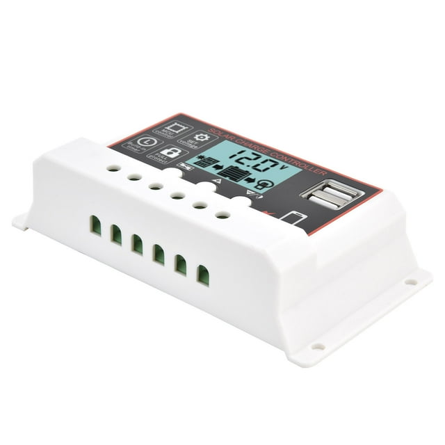 LHCER Dual USB Charging Controller,Solar Panel Controller Smart Dual USB Battery PWM Charge Discharge Control Device 12V/24V,PWM Solar Controller