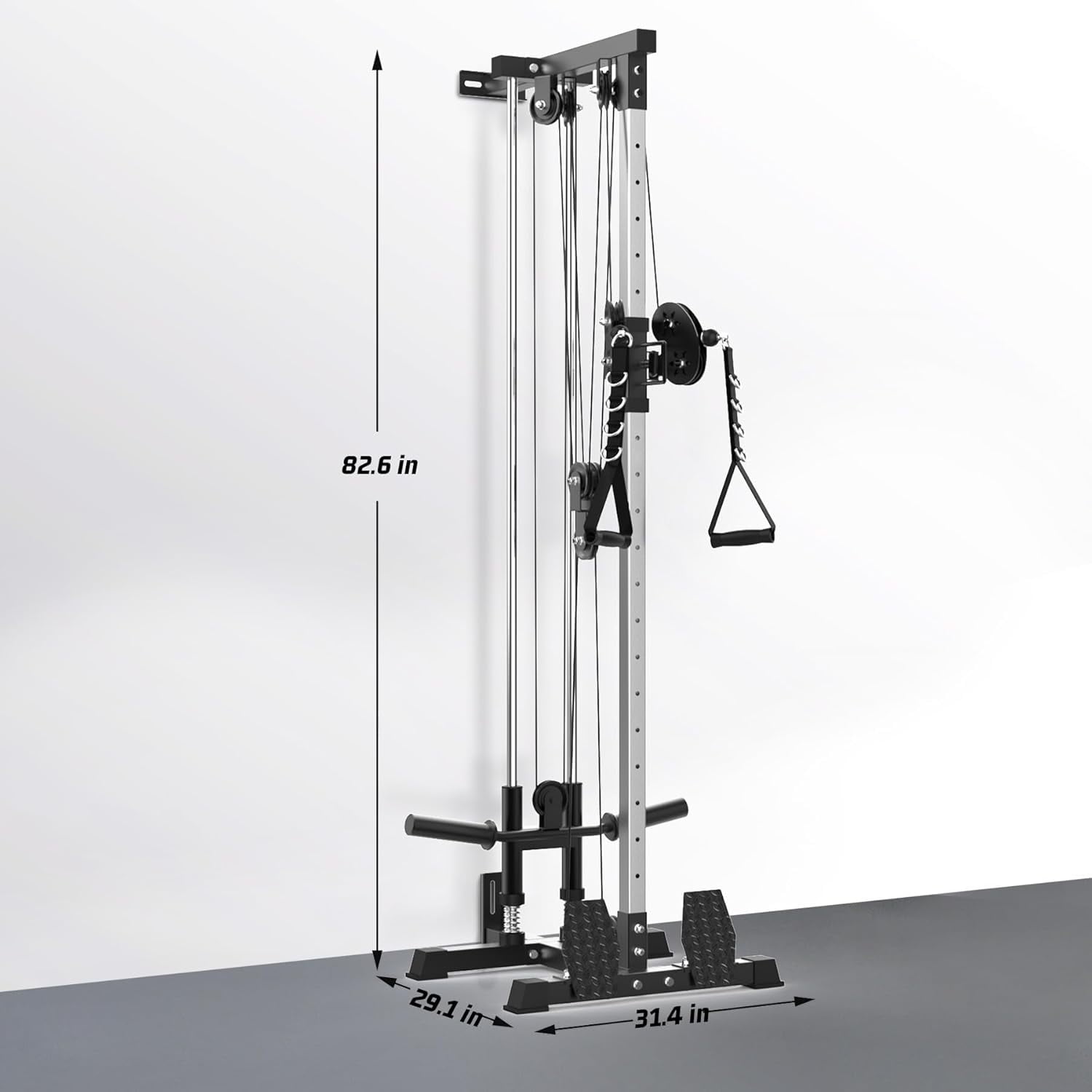 LAT Pulldown Machine, LAT Cable Machine with High and Low Pulley Station, Row Cable Machine Home Gym with Leg Support, Tricep Workout Equipment