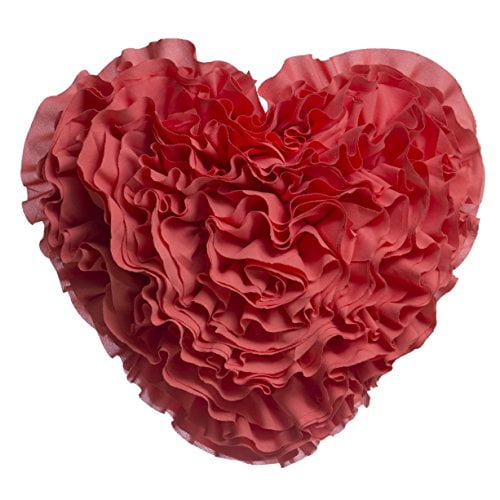 RufflePuff Ruffled Heart Pillow by North End Decor, Rose