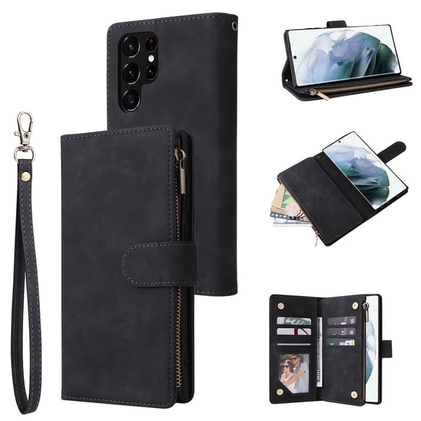 Funda de cuero con tapa Retro para Samsung Galaxy S23 Ultra S22 Plus S21 FE S20 FE S10 S9 S8 Note 20 Ultra 10 Lite 9, funda tipo billetera para tarjetas Tan Jianjun unisex