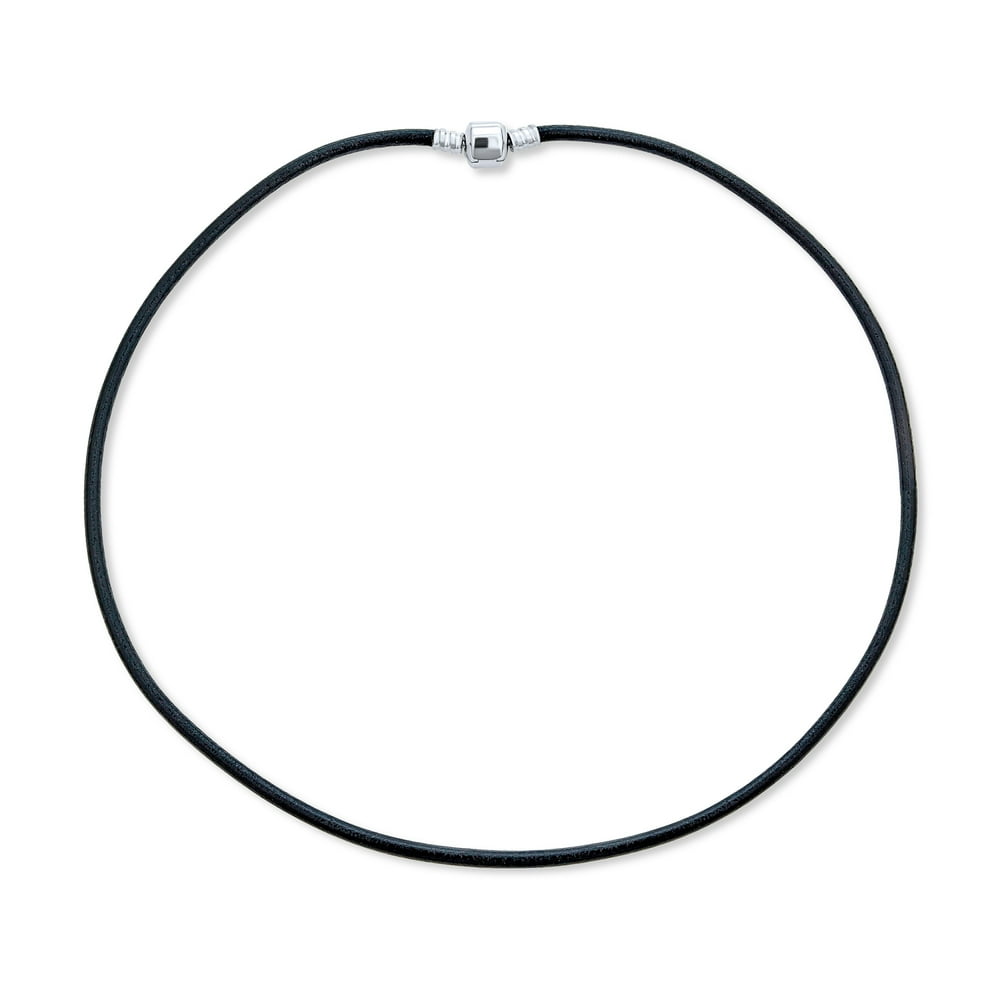 Bling Jewelry Strong Smooth Genuine Black Leather Cord Necklace for