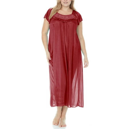 

EZI Nightgowns for Women - Soft & Breathable Satin Night Gowns for Adult Women - Medium to Plus Size Womens Sleep Shirts - Long Mid-Length Nightgown