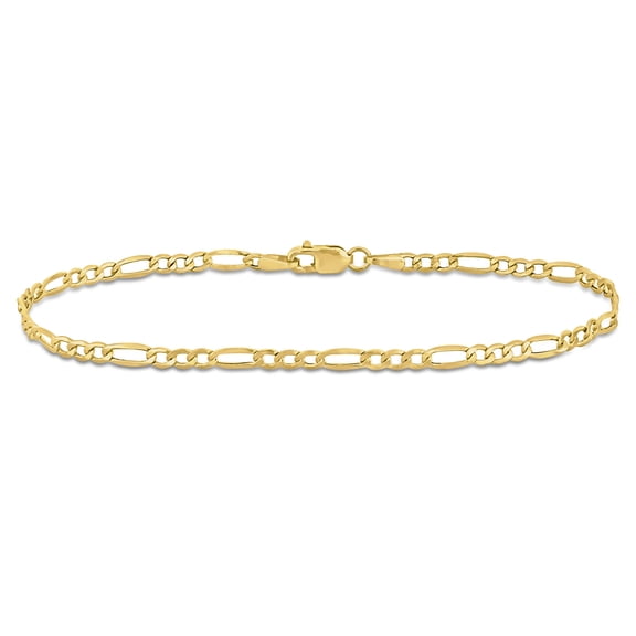 Everly Women's 2.5mm Fancy-Cut 10k Yellow Gold Figaro Link Chain Bracelet