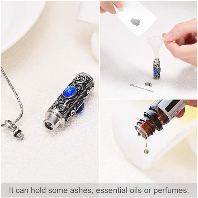 5 Pcs Urn Necklace for Ashes Heart Cross Cubic Stainless Steel Cremation Memorial Keepsake Locket for Women Men Loved Ones