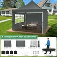 thumbnail image 4 of SANOPY 10' x 10' Pop up Canopy Tent, Adjustable Commercial Instant Outdoor Party Tent with 3 Removable Sidewalls, Carry Bag, Gray, 4 of 6