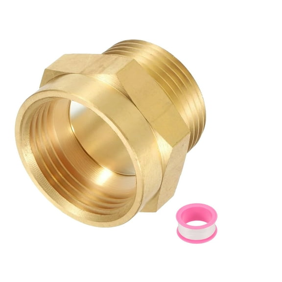Uxcell Brass Pipe Fitting, 1"G Female×1"NPT Male Hex Nipple Pipe Fitting Adapter 1"to 1"Female, Gold