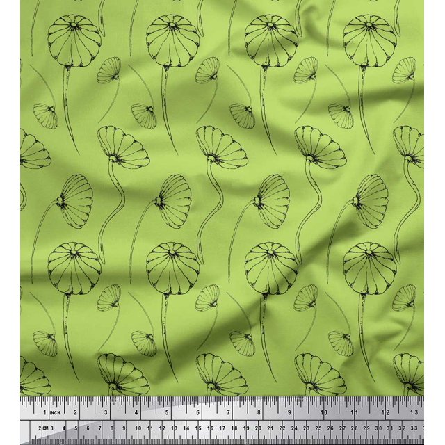 Soimoi Green Heavy Canvas Fabric Artistic Floral Decor Fabric Printed Yard 58 Inch Wide