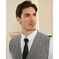 thumbnail image 2 of Kallspin Men's Vest Sweater Wool Blended V Neck Sleeveless Button Cardigan Sweater(Gray,Large,Tall), 2 of 8