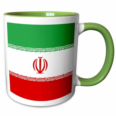 3dRose Flag of Iran - Iranian green white red stripes with Islamic Allah emblem - Muslim world Arab country - Two Tone Green Mug,