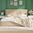 thumbnail image 3 of Amolife King Size Lift Up Storage Bed Frame, Velvet Upholstered Platform Bed with Adjustable Headboard, No Box Spring Needed, Beige, 3 of 12