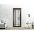 thumbnail image 3 of Solid French Door 32 x 96 inches | Planum 2112 Chocolate Ash Frosted Glass | Single Regular Panel Frame Trims Handle | Bathroom Bedroom Sturdy Doors, 3 of 6