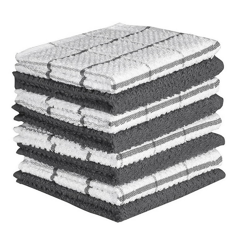 Dishcloths for Kitchen Cotton Terry Dish Cloths 12 Pack Soft and Absorbent  Cleaning Dish Rag 12” X 12” Small Dish Towels (Black & White) 
