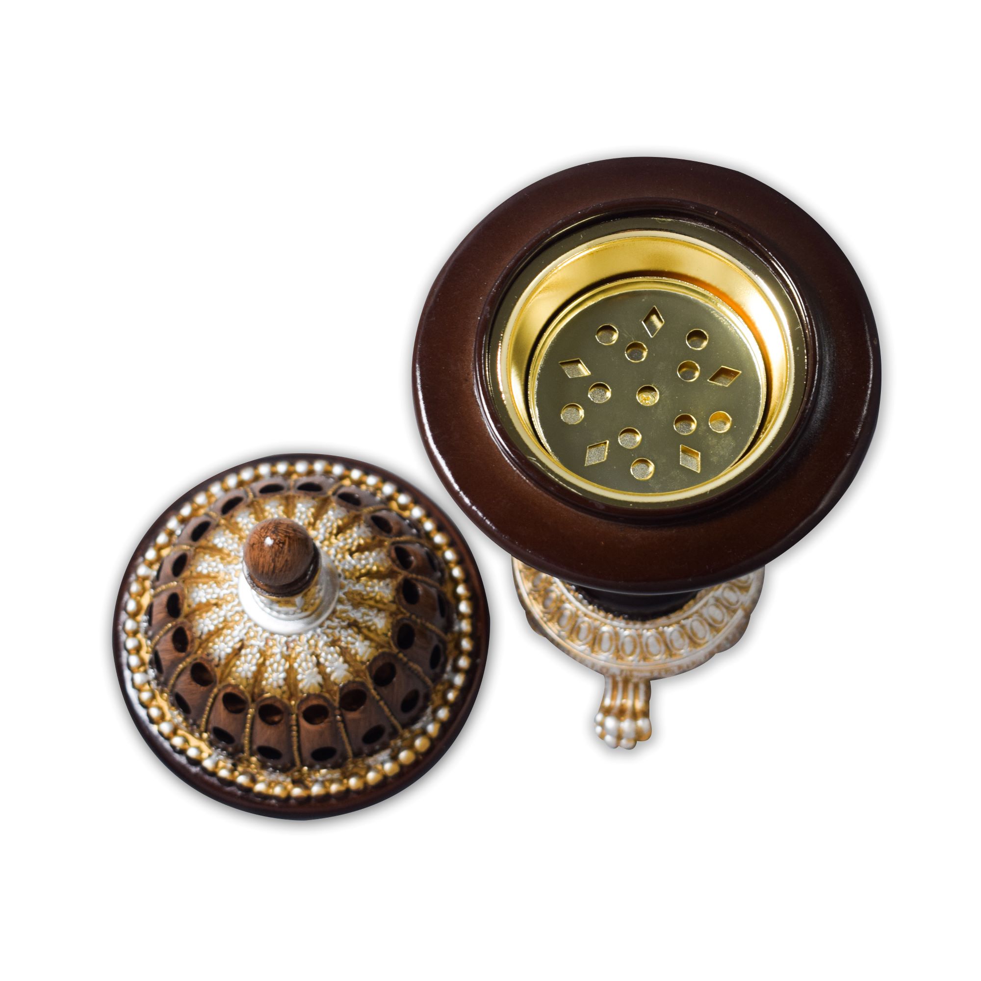 Buy AM Incense Burner Resin Luxury Brown Globe Charcoal Bakhoor Burners