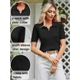 thumbnail image 4 of Womens Short Sleeve Sweater Tops Cable Knit Casual Summer V Neck Polo Shirts, 4 of 6