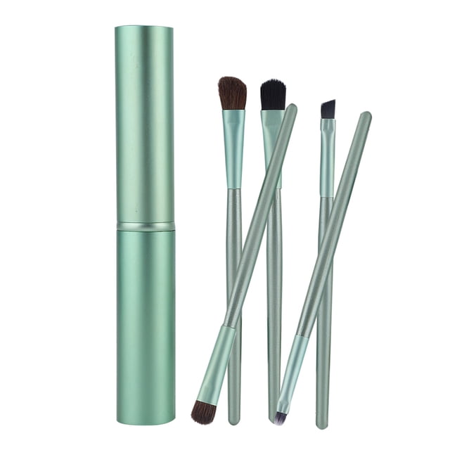 Brocha cosmética portátil NikouMX Juego de Brochas de maquillaje Verde 5 piezas