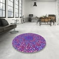 thumbnail image 4 of Ahgly Company Machine Washable Indoor Round Transitional Dark Magenta Purple Area Rugs, 8' Round, 4 of 7