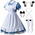 thumbnail image 1 of Conjunto de 6 piezas de delantal de sirvienta francesa Lolita de Anime japonés, disfraz de cosplay, guantes, sombreros y calcetines, 1 of 5