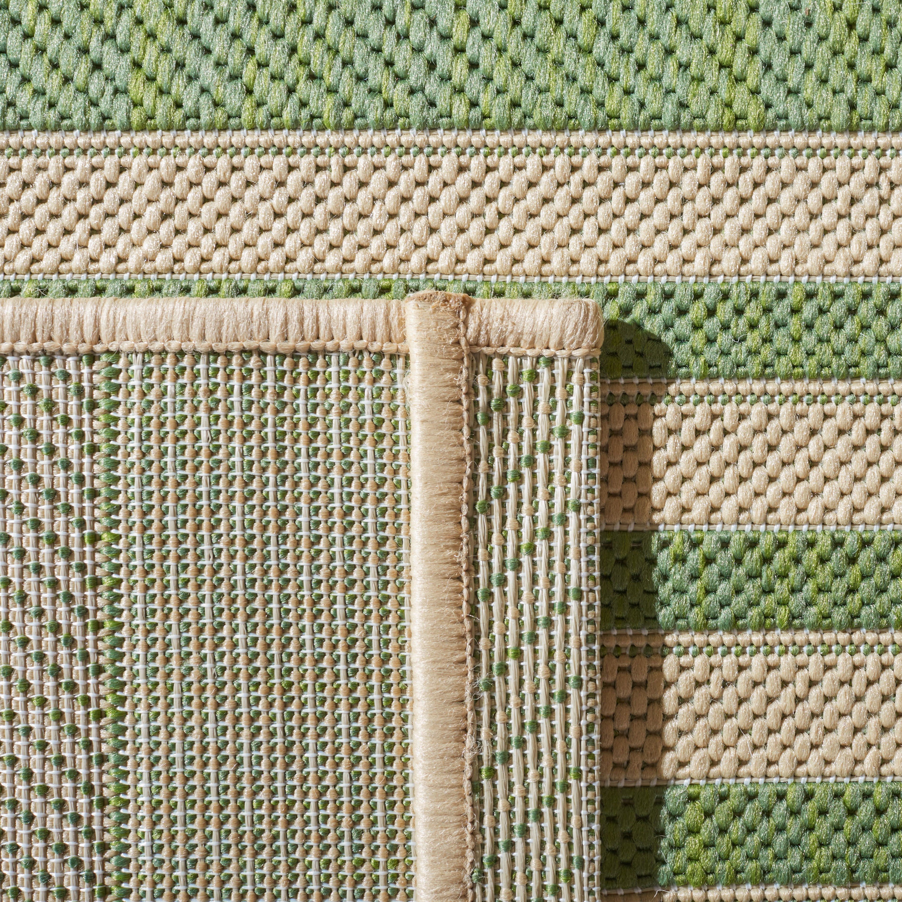 Safavieh Courtyard Caroline Striped Indoor/Outdoor Area Rug, Green/Beige, 5'3" x 5'3" Round