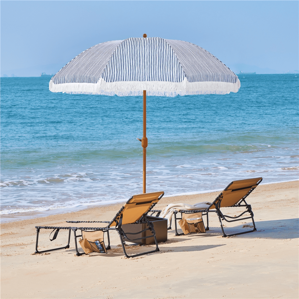 Renwick 9Ft Garden Patio Umbrella with Crank Operating Mechanism, Blue/White