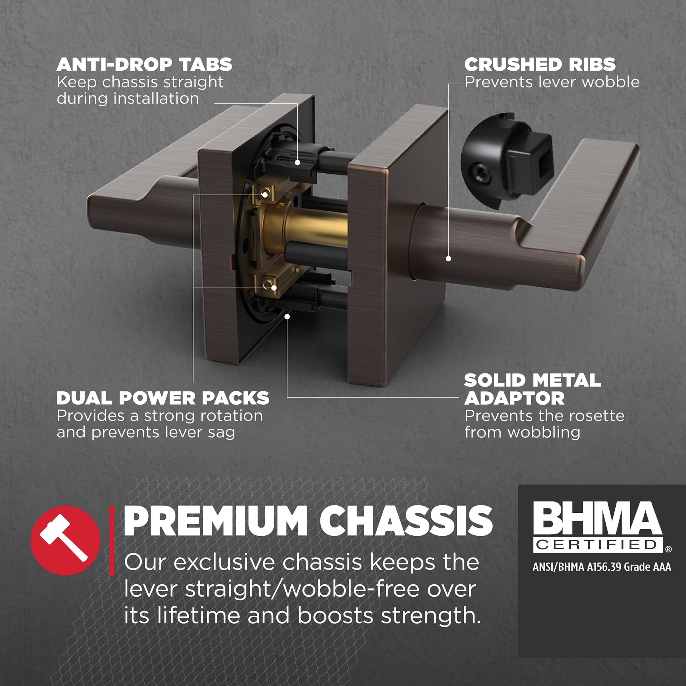 Kwikset Halifax Square Passage Lever Doorknob Venetian Bronze