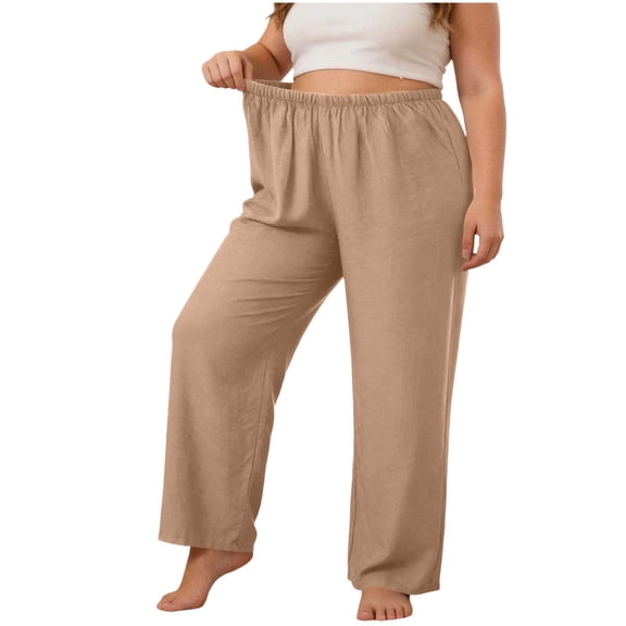 Ozmmyan Womens Plus Size Wide Leg Sweatpants Solid Color Ultra-Thin Sweat Pants High Elastic Waist Cotton Lounge Pants Yoga Sleepwear Casual Home Trousers for Spring Summer