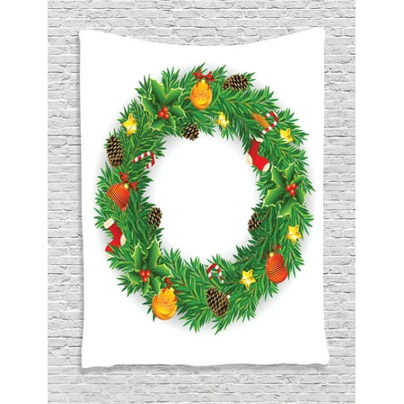 christmas decorations tapestry wreath evergreen with candy cane stockings mistletoe berries on door wall - Mistletoe Christmas Decoration christmas decorations tapestry wreath evergreen with candy cane stockings mistletoe berries on door wall - Mistletoe Christmas Decoration