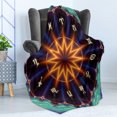 thumbnail image 4 of Astral Soft Flannel Fleece Throw Blanket, Horoscope Wheel with Sun Center and Zodiac Signs Mystic Illustration, Cozy Plush for Indoor and Outdoor Use, 60" x 80", Multicolor, by Ambesonne, 4 of 5