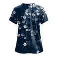 thumbnail image 7 of COMVALUE Scrub Tops Women Short Sleeve Plus Size V Neck Fun Printed Scrubs Top Medical Nursing Uniforms with Pockets (Navy, XXL), 7 of 7