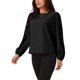 thumbnail image 4 of Blusas de gasa elegantes de cuello redondo para mujer INSPIRE CHIC con mangas largas plisadas y estilo fluido, 4 of 5