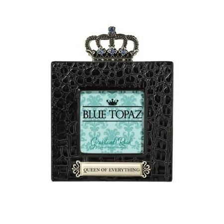 Grasslands Road Queen of Everything Blue Topaz Crown Embellished High Gloss Ceramic Black Crocodile Frame
