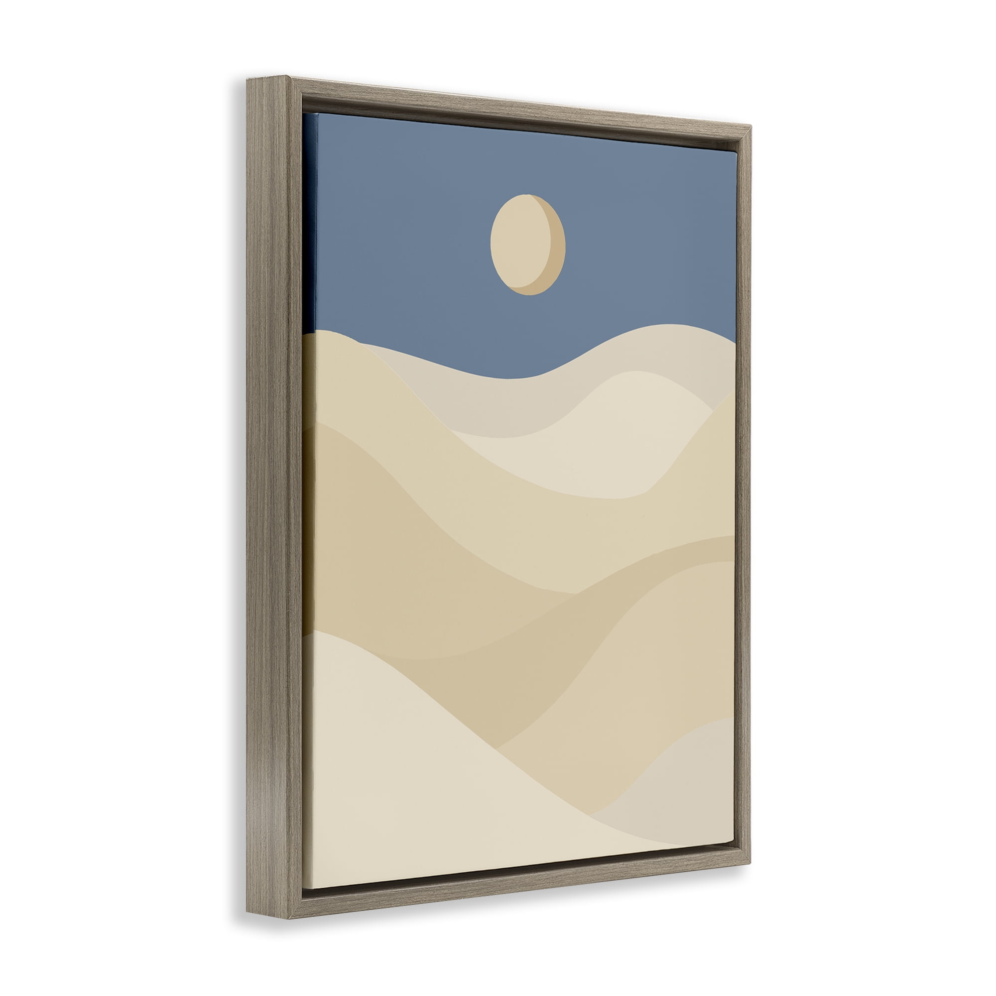 Stupell Industries Desert Dunes & Moon Landscape & Nature Painting Brown Floater Framed Canvas Art Print Wall Art, 25 x 31