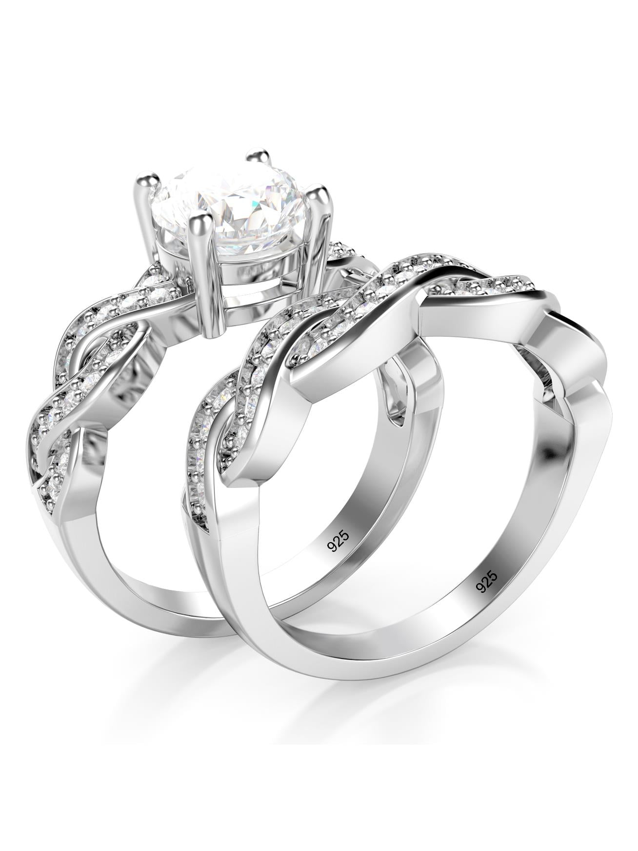Daesar Silver Plated Rings Womens Engagement Rings Custom Ring Flower Cubic Zirconia Ring