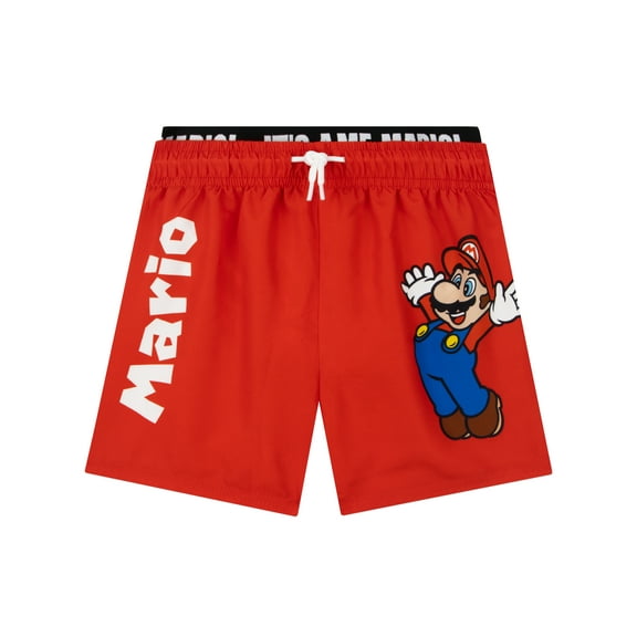 SUPER MARIO Boys Mario Red Swim Shorts Sizes 5-14