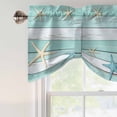 thumbnail image 5 of Summer Beach Theme Tie Up Valances Curtain, Adjustable Kitchen Teal and White Wood Grain Beige Starfish Valances for Windows Decor, Rod Pocket Short Curtains Set for Bedroom/Bathroom, 42"x18", 5 of 9