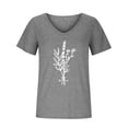 thumbnail image 4 of Up to 65% off! Zpanxa Womens Summer Tops Trendy Casual Print V-Neck Short Sleeve T Shirt Pullover Tops Lightweight Cute Blouse Pullover Gray M, 4 of 5