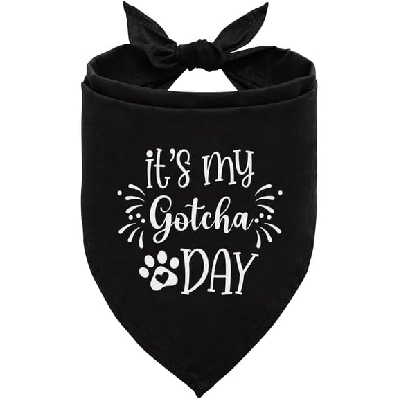 It''s My Gotcha Day Dog Bandana, Black Dog Bandana, Pet Dog Scarf Accessories, Pet Dog Triangle Scarf, Funny Cute Dog Bandana, Dog Bandana for Small Medium Large Dogs, Dog Bandana Pet Scarf (E18)