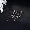 thumbnail image 4 of Solid 925 Sterling Silver Bar Dangle Earrings for Women Minimalist Dangle Earrings Threader Chain, 4 of 13