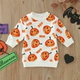 thumbnail image 2 of Generic Toddler Kids Baby Girls Boys Halloween Sweatshirt T Shirts Long Sleeve Crewneck Pullover Pumpkin Outwear Outfits Fall Clothes ﻿(12-18 Months,Yellow), 2 of 7