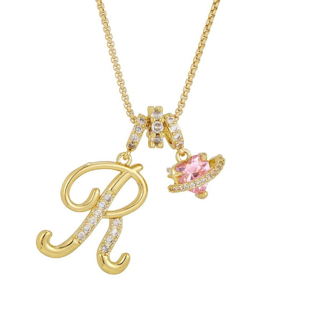 Regalos de Navidad y cumpleaños para mujer, collares con iniciales doradas, colgante de letra redonda en capas, collares dorados, collares personalizados de 3 capas y con corazón en oro rosa, adornos