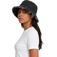 thumbnail image 3 of Kukuzhu Frayed Denim Bucket Hat Distressed Jean Fisherman Cap Wide Brim Boonie Sun Hat Packable Beach Cap for Women Men, 3 of 7