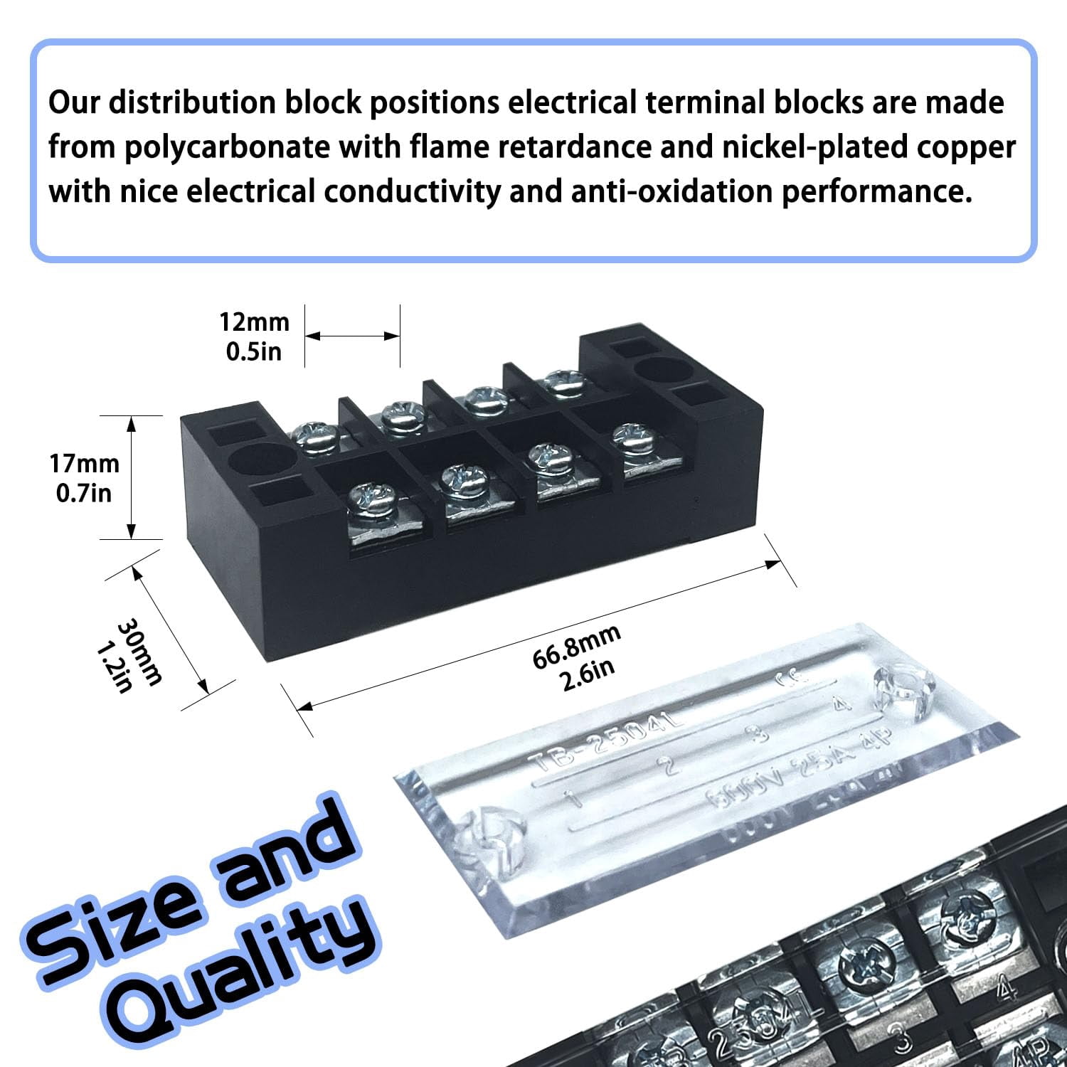 4 sets 4 position 60025 terminal block grounding circuit dual row bus bar line screw terminal block kit with cover, 600 pre-insulated terminal strip 004-2504