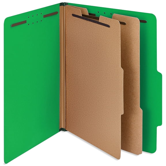 Staples 100% Recycled Heavy Duty Classification Folder 2-Dividers 2" Expansion Letter Size Green