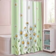 thumbnail image 5 of Shower Curtain Watercolor Daisy Leaf Shower Curtains for Bathroom Decor, Waterproof Polyester Shower Curtain Set with Hooks, Extra Long 72" x 84" Green Stripes, 5 of 9