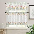 thumbnail image 2 of Floral Kitchen Curtain Valance and Tiers Set 3 Pieces Spring Flower Valances for Window Green Leaves Rod Pocket Treatments Curtains Valance Tier Sets for Living Room Bedroom Window Decor 54x36 Inch, 2 of 6
