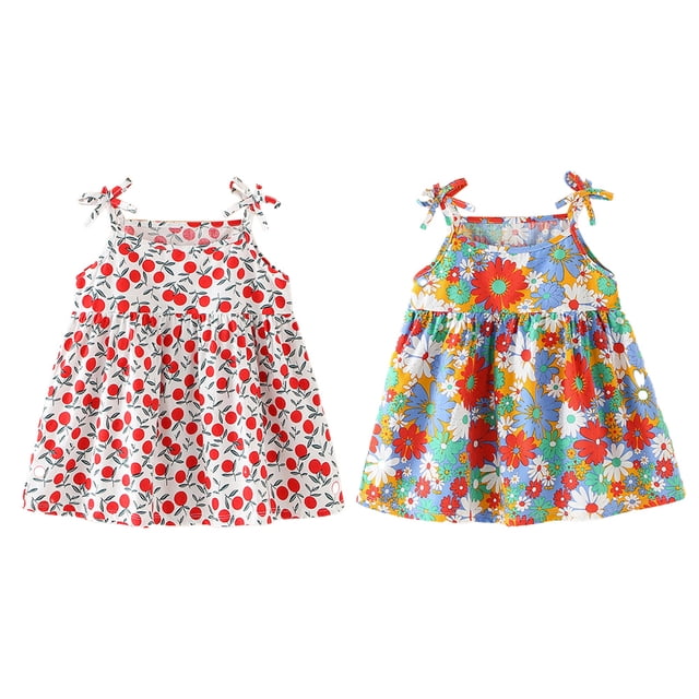 Vestido de playa de verano para niñas, vestido de fiesta floral con tirantes, vestido sin mangas de fiesta para niñas, 110 cm
