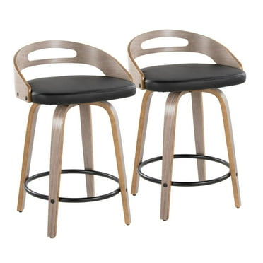 LumiSource Grey Cassis 24" Fixed-Height Counter Stool - Set of 2